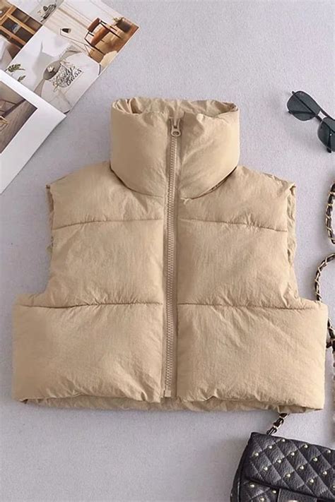 sleeveless puffer jacket cropped